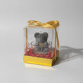 Vela osito floral gris en frasco de vidrio decorativo, regalo elegante hecho a mano.