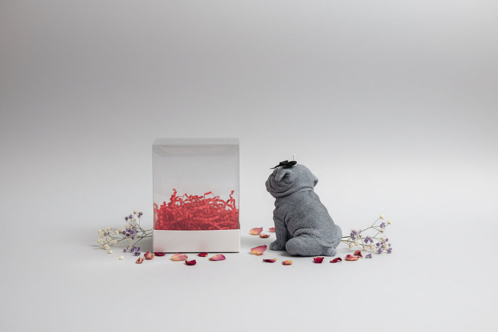 Vela artesanal en caja de regalo transparente, diseño emocional y elegante  de Luz y Esencia