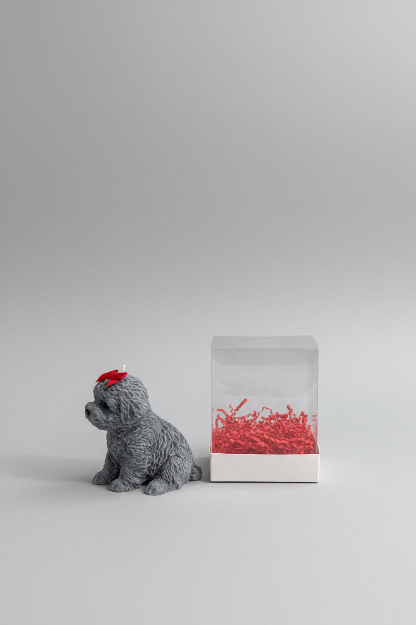 Vela artesanal en caja de regalo transparente, diseño emocional y elegante  de Luz y Esencia